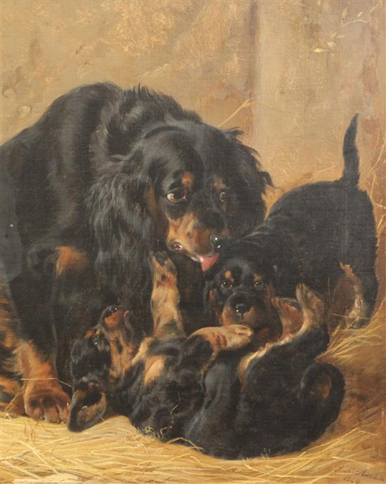 Richard Ansell (1815-1885) Cavalier spaniels 20 x 16in.